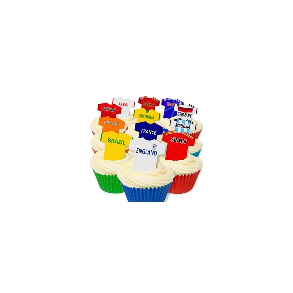 Mixed Football World Cup Edible T Shirt Toppers - Pack Of 12