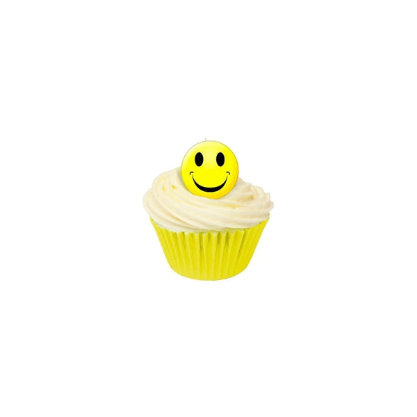 Yellow Smiley Face Edible Toppers - Pack Of 36