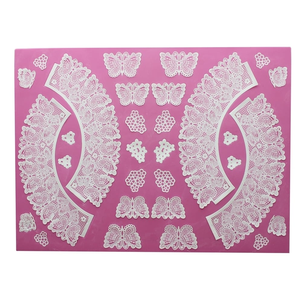 Butterflies - 3D Large Lace Cupcake Wrapper Mat