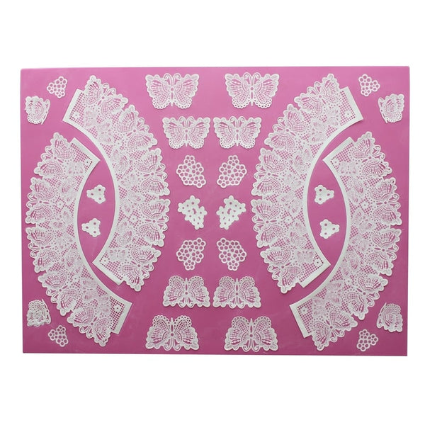 Butterflies - 3D Large Lace Cupcake Wrapper Mat