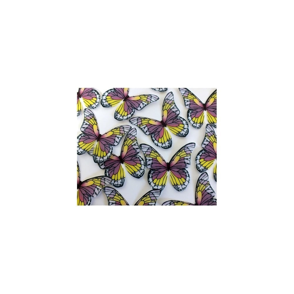 Purple And Yellow Edible Butterfly Toppers - Pack Of 12