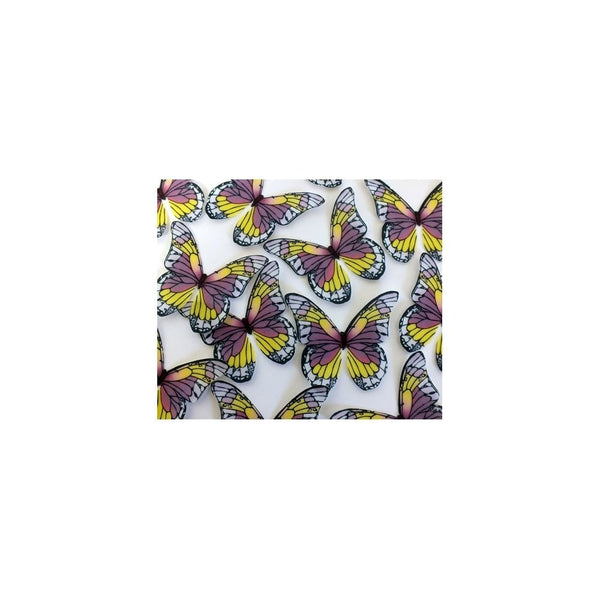 Purple And Yellow Edible Butterfly Toppers - Pack Of 12
