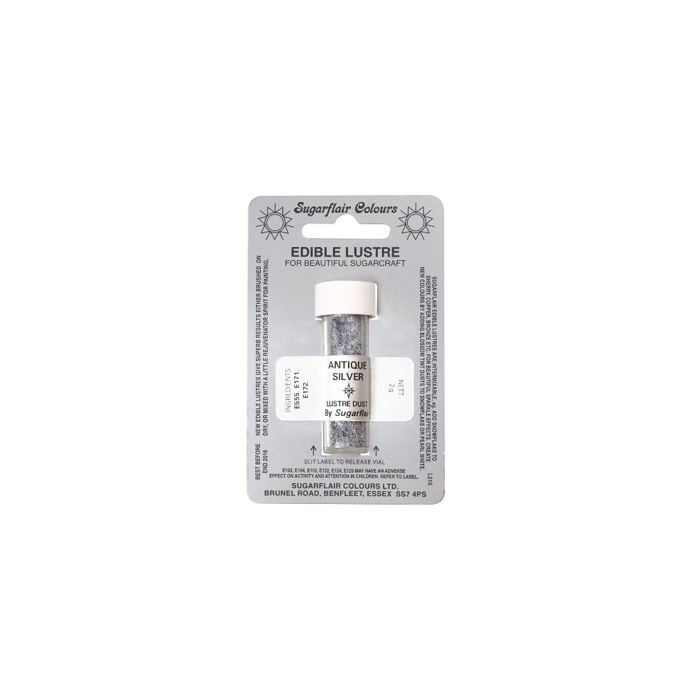 Antique Silver - Edible Lustre Dusting Colour 2g - Sugarflair