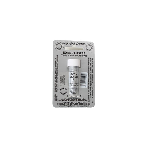 Satin Silver - Edible Lustre Dusting Colour 2g - Sugarflair