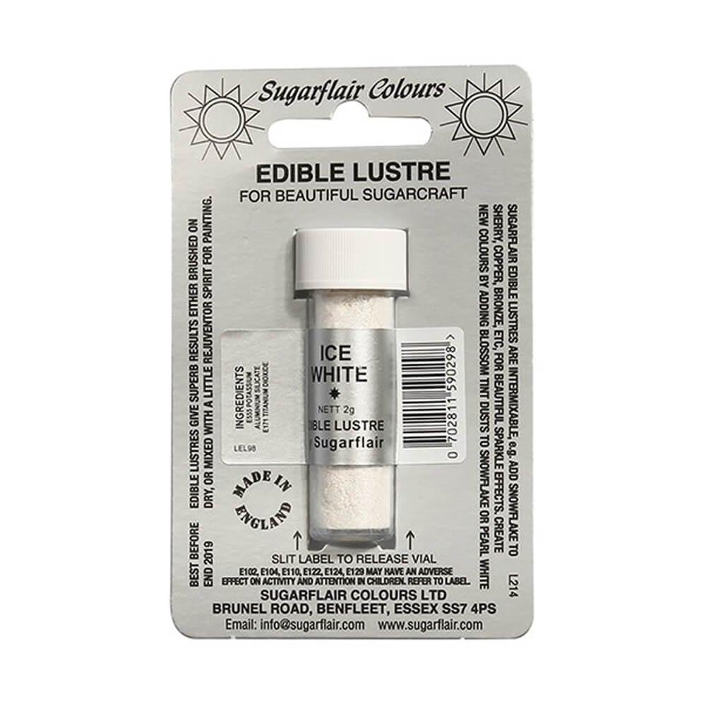 Ice White - Edible Lustre Dusting Colour 2g - Sugarflair