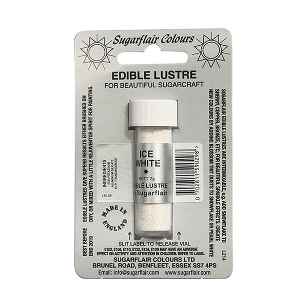 Ice White - Edible Lustre Dusting Colour 2g - Sugarflair
