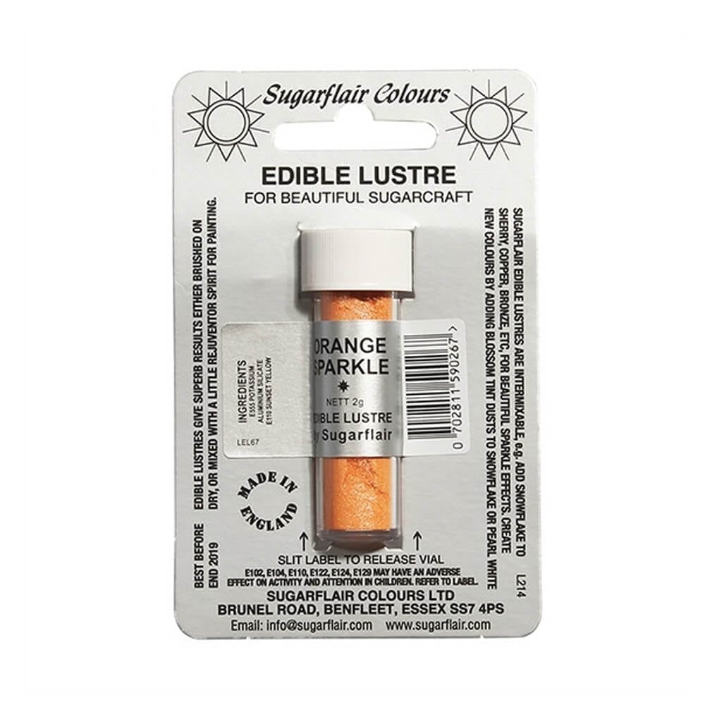 Orange Sparkle - Edible Lustre Dusting Colour 2g -- Sugarflair