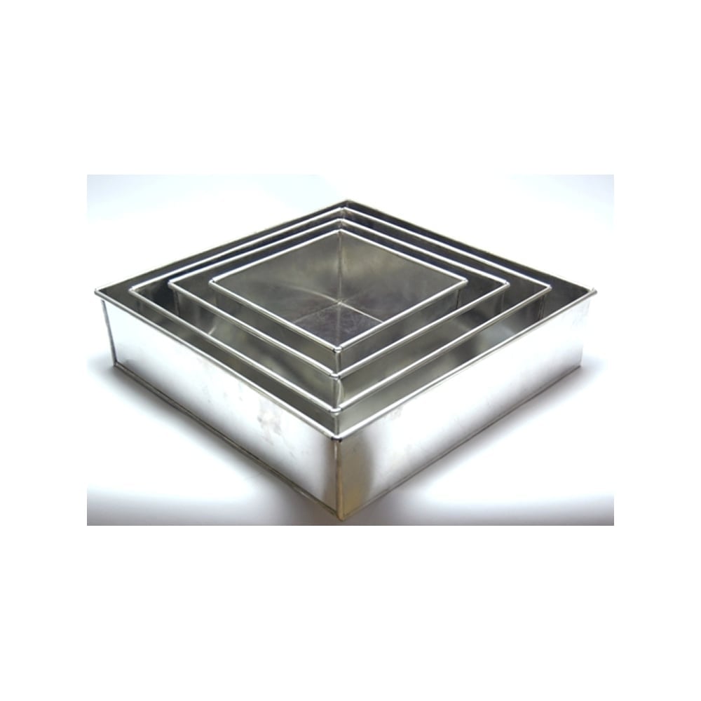 Set Of 4 Tier Square Cake Baking Tins - 3 Inches Deep