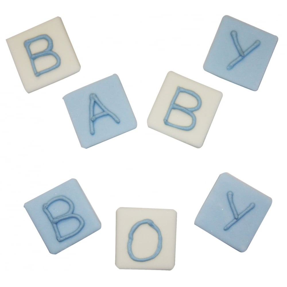 Baby Boy Block Sugar Toppers x 7