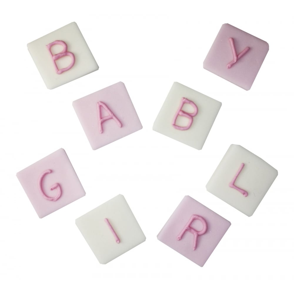 Baby Girl Block Sugar Toppers x 8