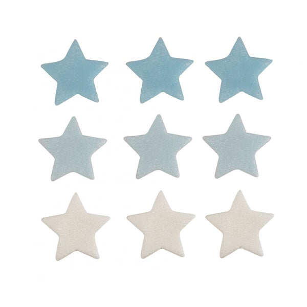 Blue And White Shimmer Star Sugar Toppers x 9 - Anniversary House