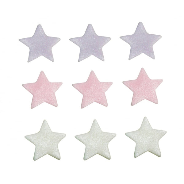 Lilac, Pink And White Matt Star Sugar Toppers x 9 - Anniversary House