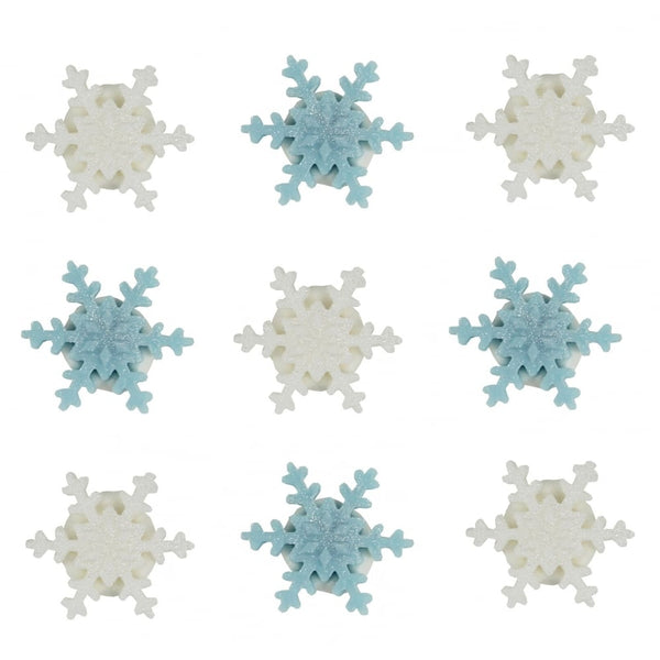 Mini White Matt Snowflakes Sugar Toppers x 9 - Anniversary House