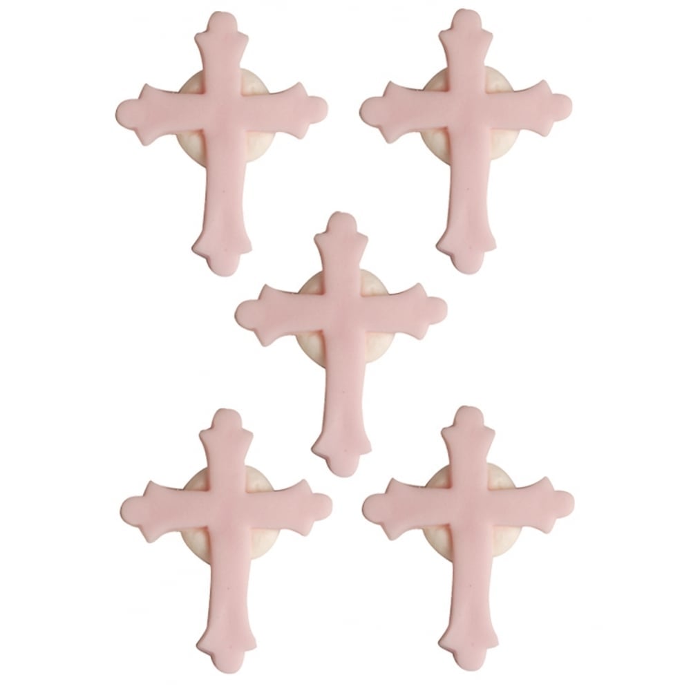 Pink - Cross Sugar Toppers x 5 - Anniversary House
