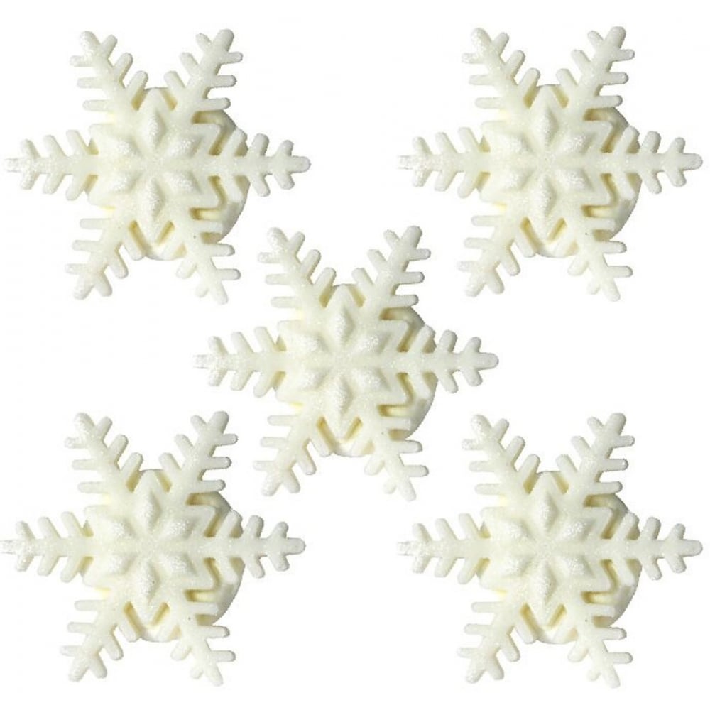 White Matt Snowflake Sugar Toppers x 5 - Anniversary House