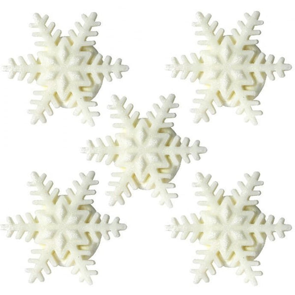 White Matt Snowflake Sugar Toppers x 5 - Anniversary House