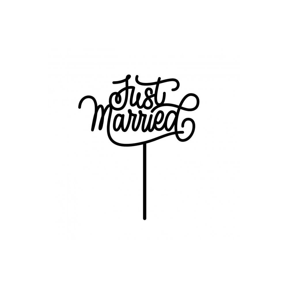 Just Married Script Cupcake Toppers - Choose A Finish