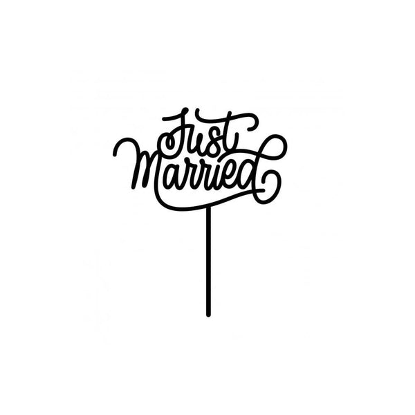 Just Married Script Cupcake Toppers - Choose A Finish