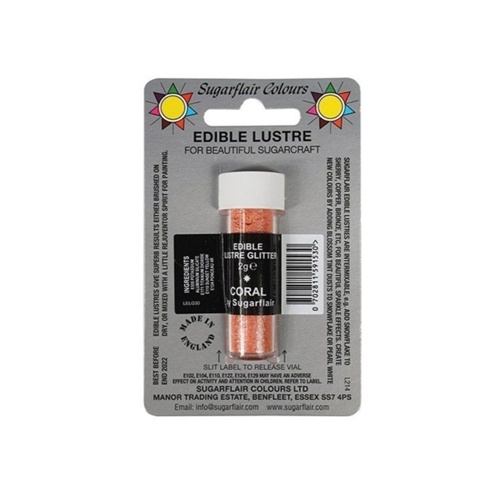 Coral - Edible Lustre Glitter 2g - Sugarflair