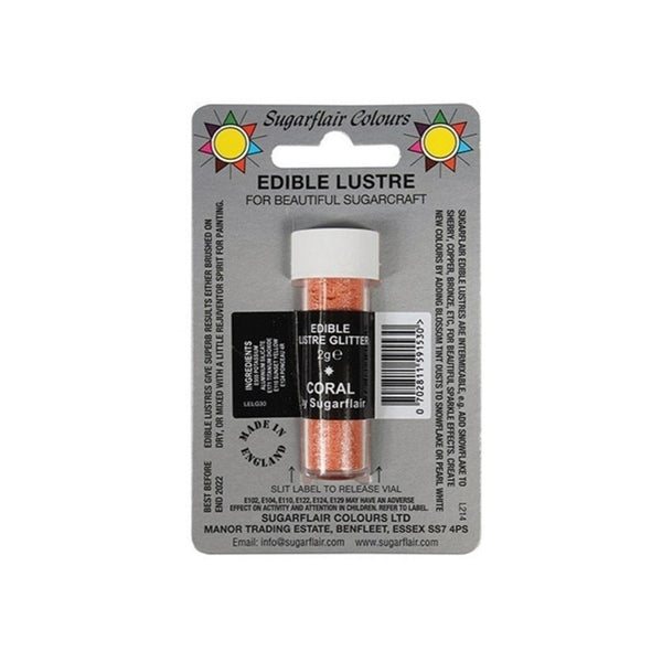 Coral - Edible Lustre Glitter 2g - Sugarflair