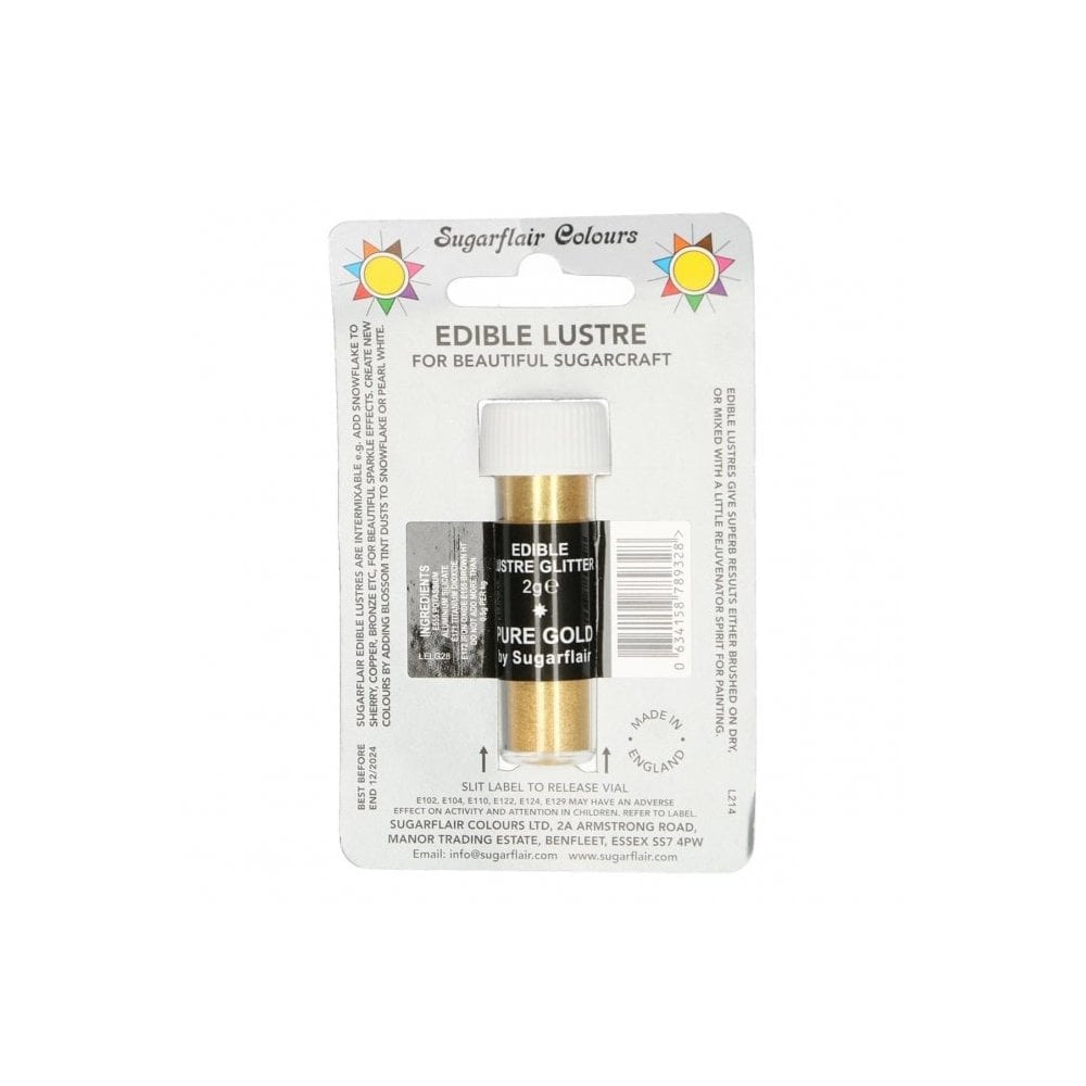 Pure Gold - Edible Lustre Glitter 2g - Sugarflair