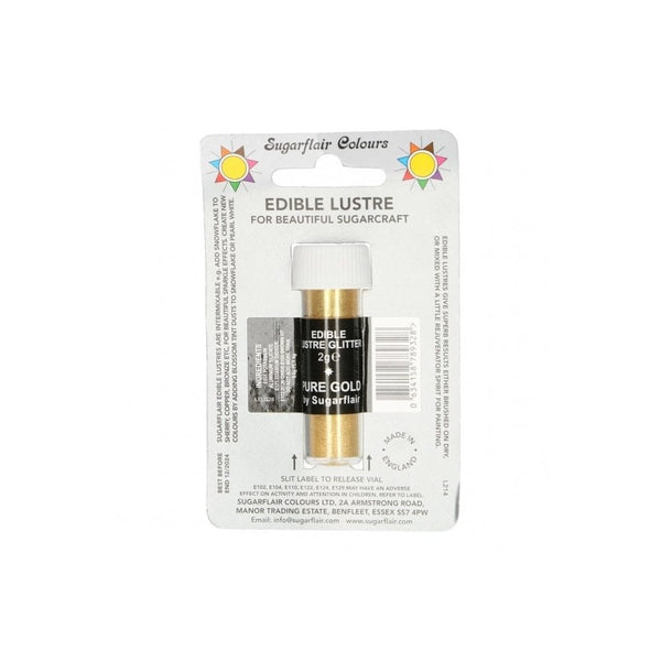 Pure Gold - Edible Lustre Glitter 2g - Sugarflair