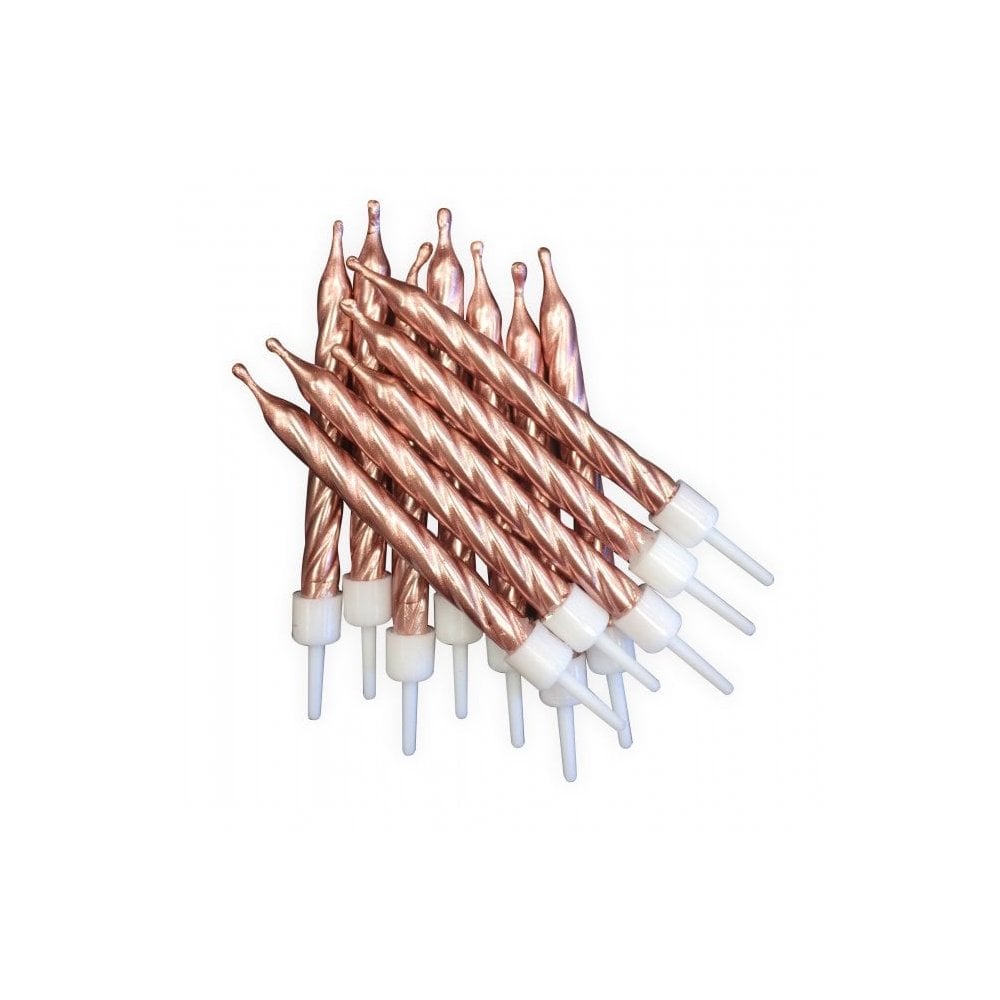 Rose Gold - Metallic Candles WIth Holders x 12
