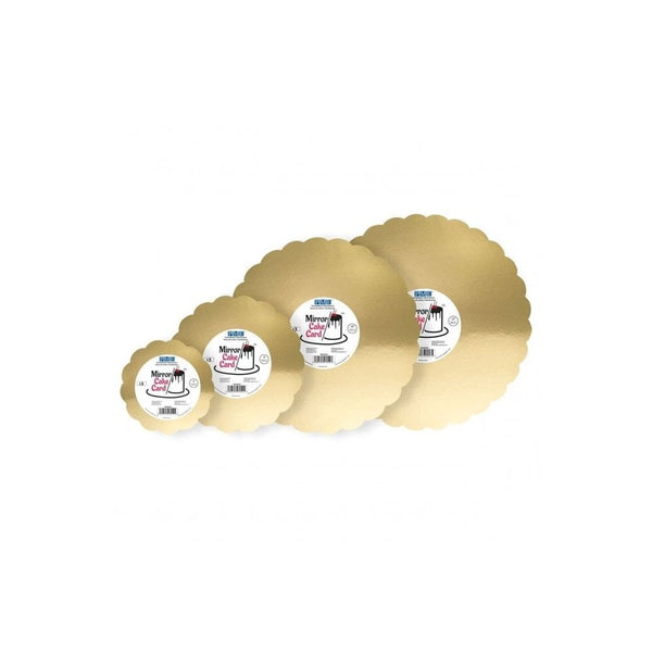 Gold Scallop Mirror Cake Board - Pack of 3