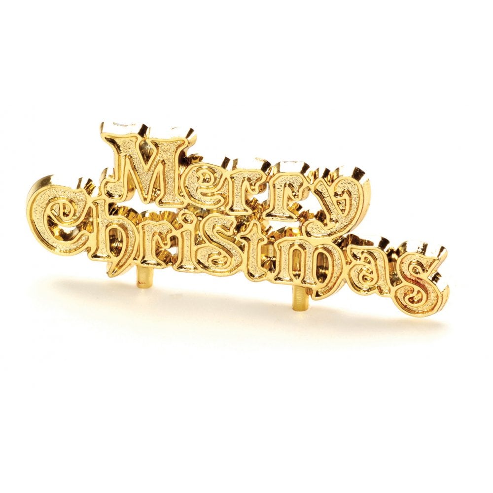 Silver Merry Christmas Motto Cake Topper - Anniversary House - Gold