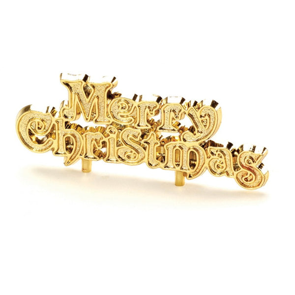 Silver Merry Christmas Motto Cake Topper - Anniversary House - Gold