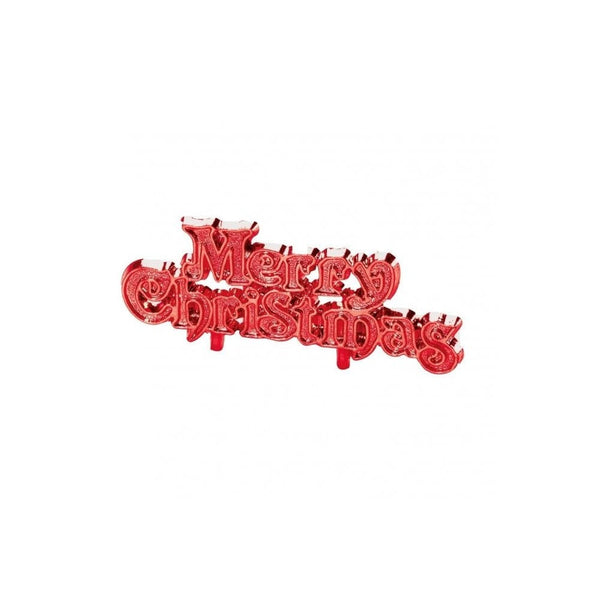 Silver Merry Christmas Motto Cake Topper - Anniversary House - Red