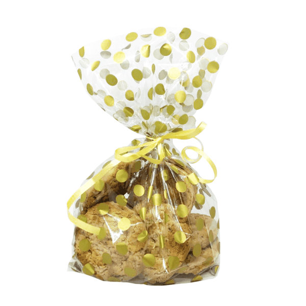 Gold Polka Dot Treat Bags With Twist Ties x20 - Anniversary House
