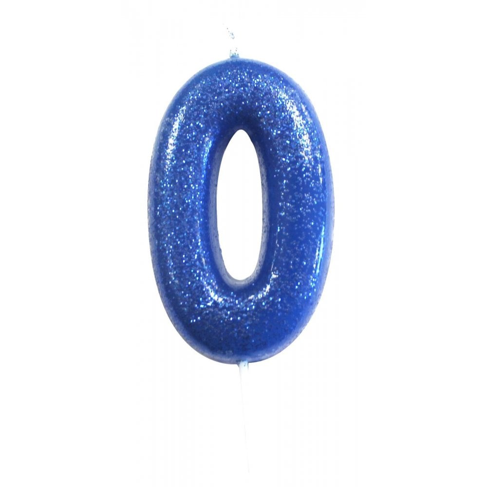 Blue - Glitter Number Candle
