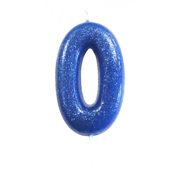Blue - Glitter Number Candle