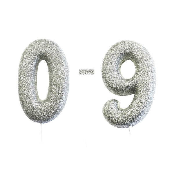 Silver - Glitter Number 5 Candle