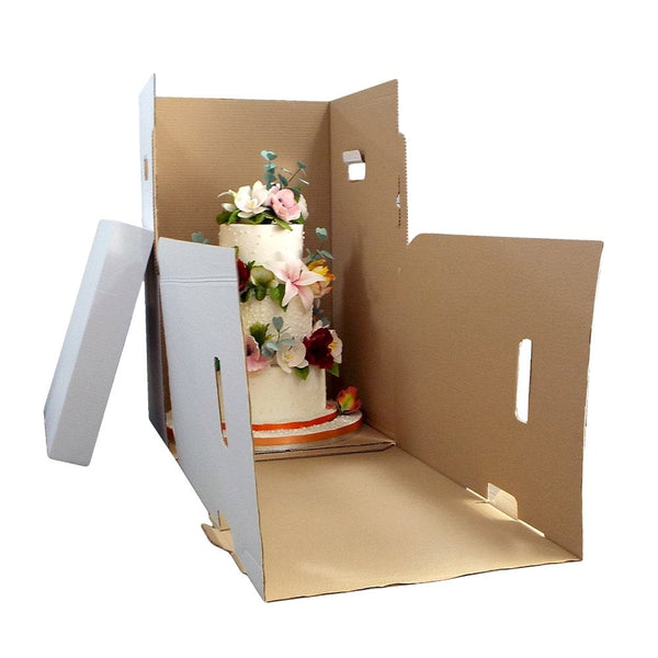 16" x 16" x 27" Extra Tall White Corrugated Cake Box & Insert