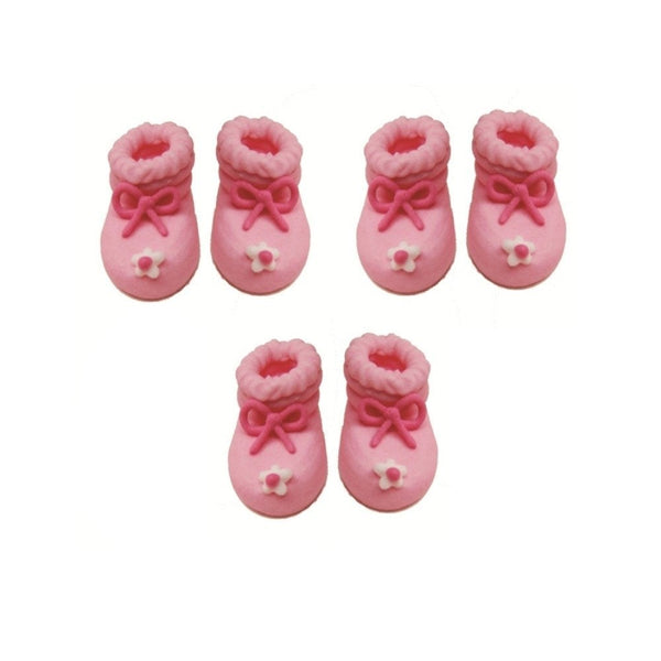 Pink Baby Girl Booties Sugar Toppers x 6 - Anniversary House