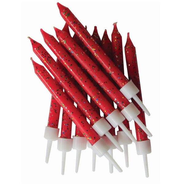 Red - Glitter Candles x 12 - Anniversary House