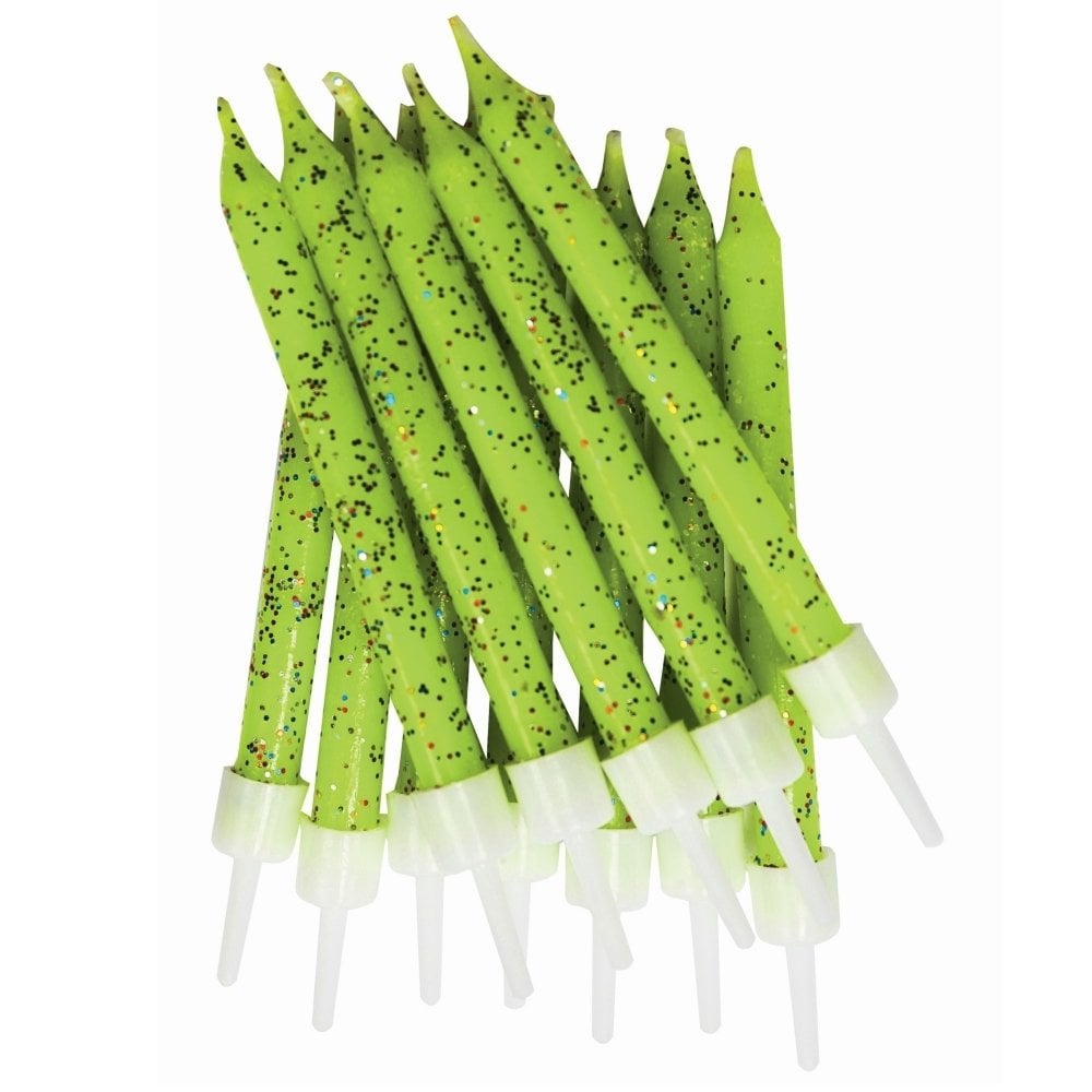 Lime Green - Glitter Candles x 12 - Anniversary House