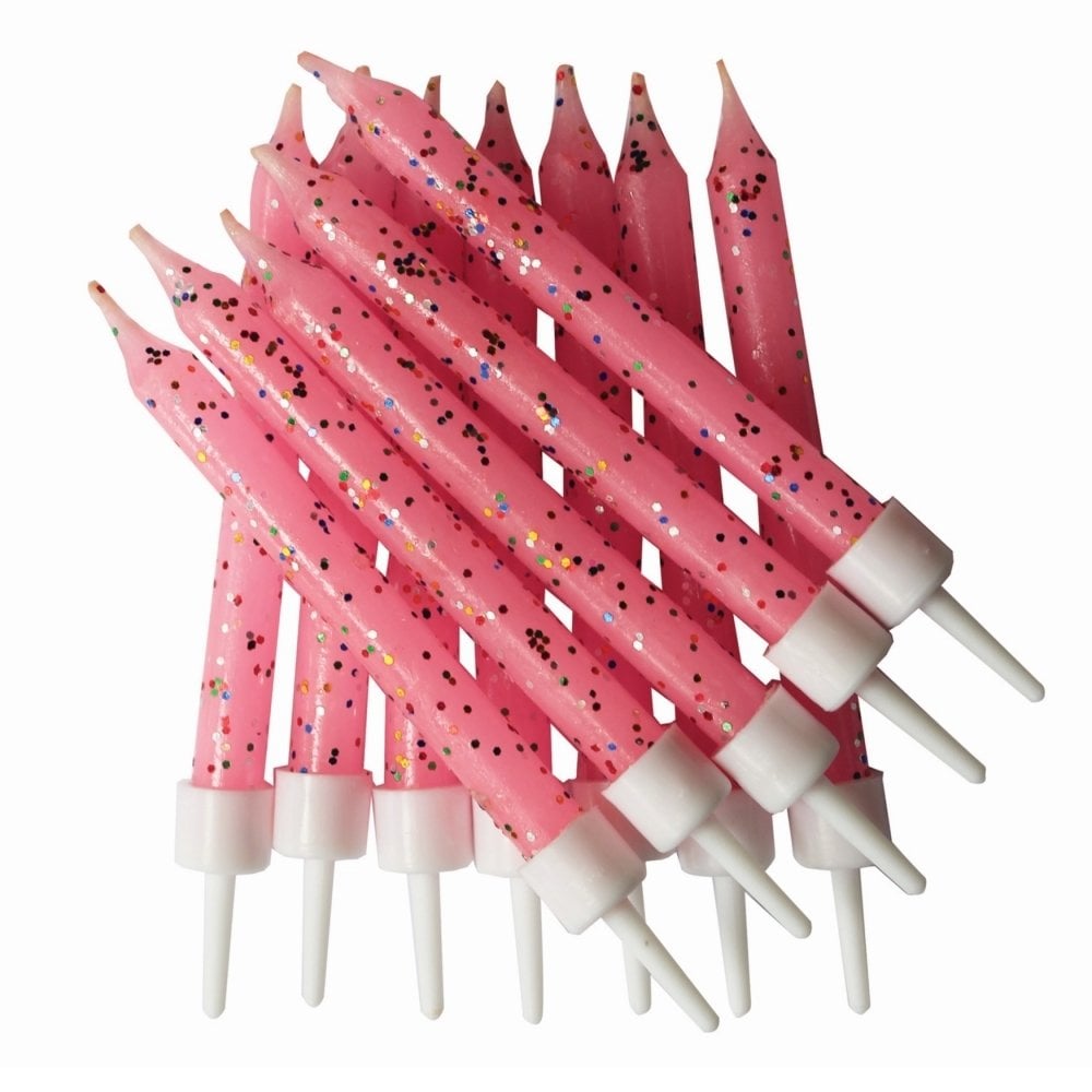 Pink - Glitter Candles x 12 - Anniversary House