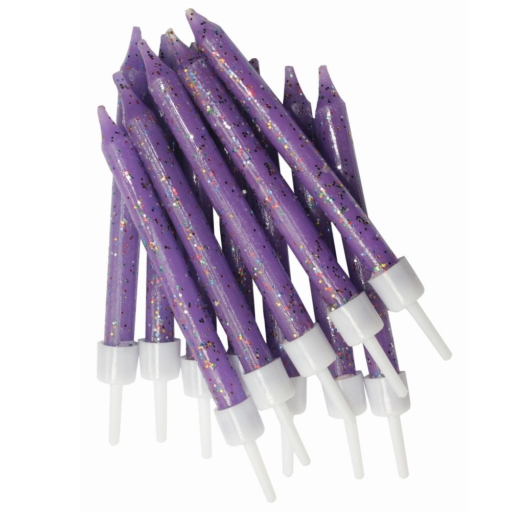 Purple - Glitter Candles x 12 - Anniversary House