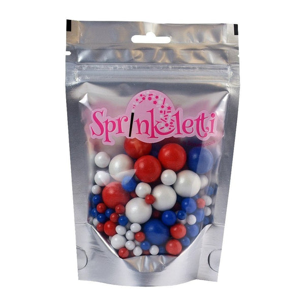 Red, White & Blue Bubbles Edible Sprinkles 100g
