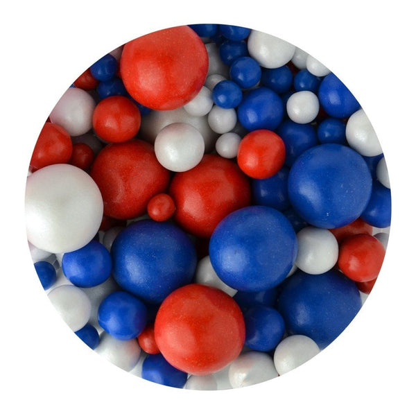 Red, White & Blue Bubbles Edible Sprinkles 100g