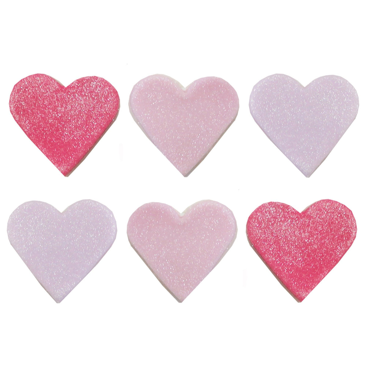 Matt Hearts Sugar Toppers x 6 - Anniversary House