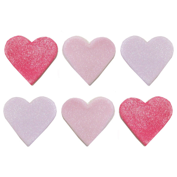Matt Hearts Sugar Toppers x 6 - Anniversary House