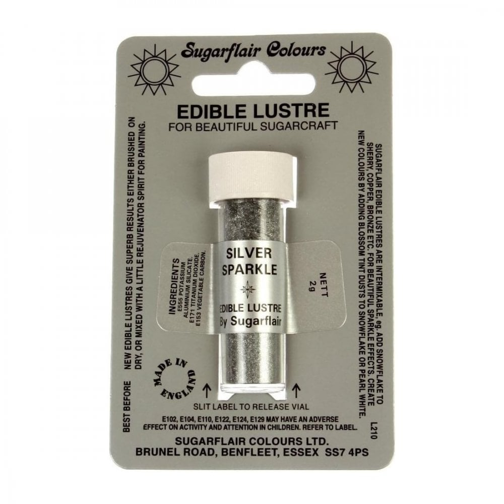 Silver Sparkle - Edible Lustre Dusting Colour 2g - Sugarflair