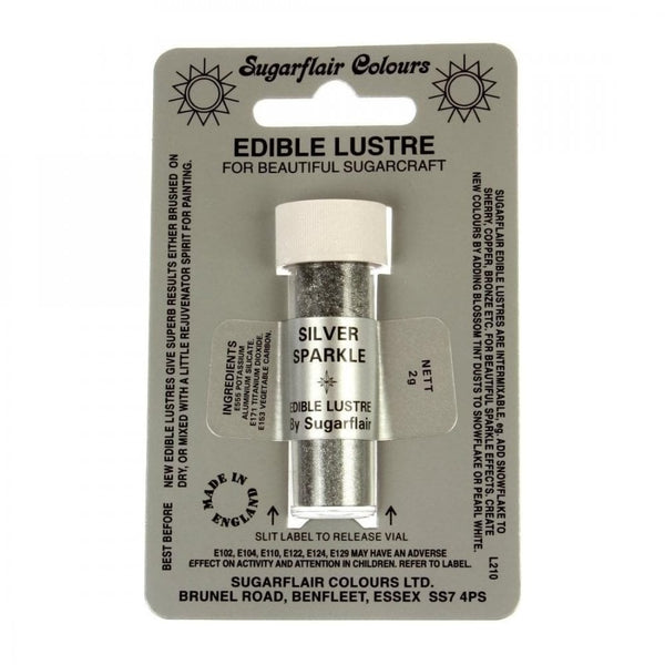 Silver Sparkle - Edible Lustre Dusting Colour 2g - Sugarflair