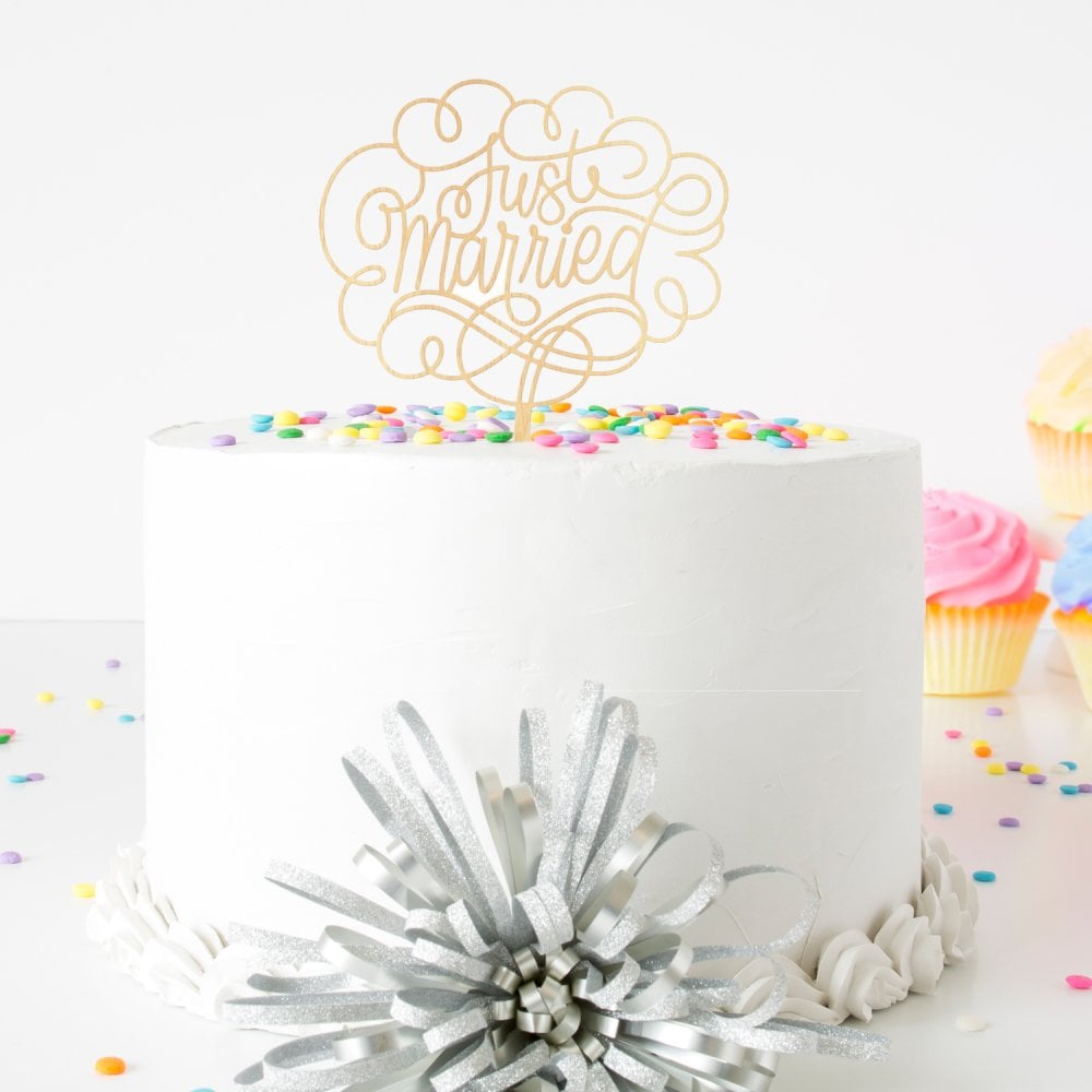 Just Married Cake Topper - Choose A Finish