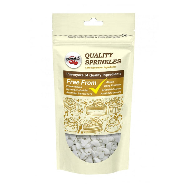 White Confetti Heart Sprinkles 65g