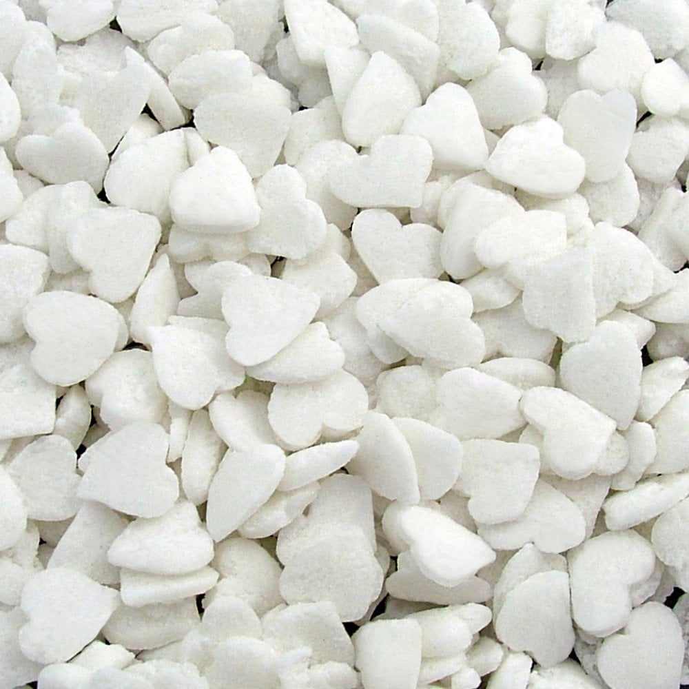 White Confetti Heart Sprinkles 65g